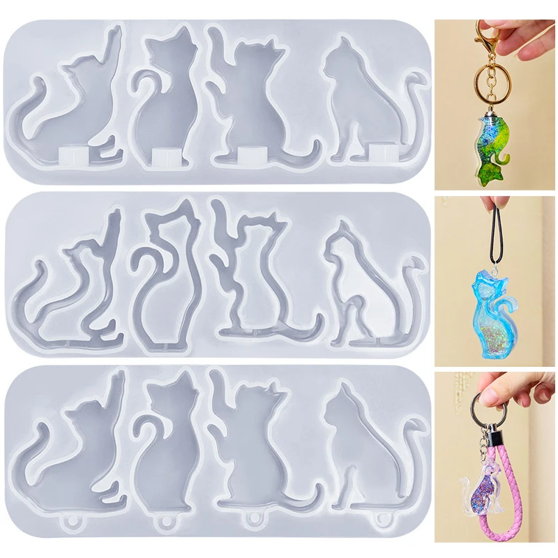 Resin Art Stone - DIY брелок в форме кошки, подвески,