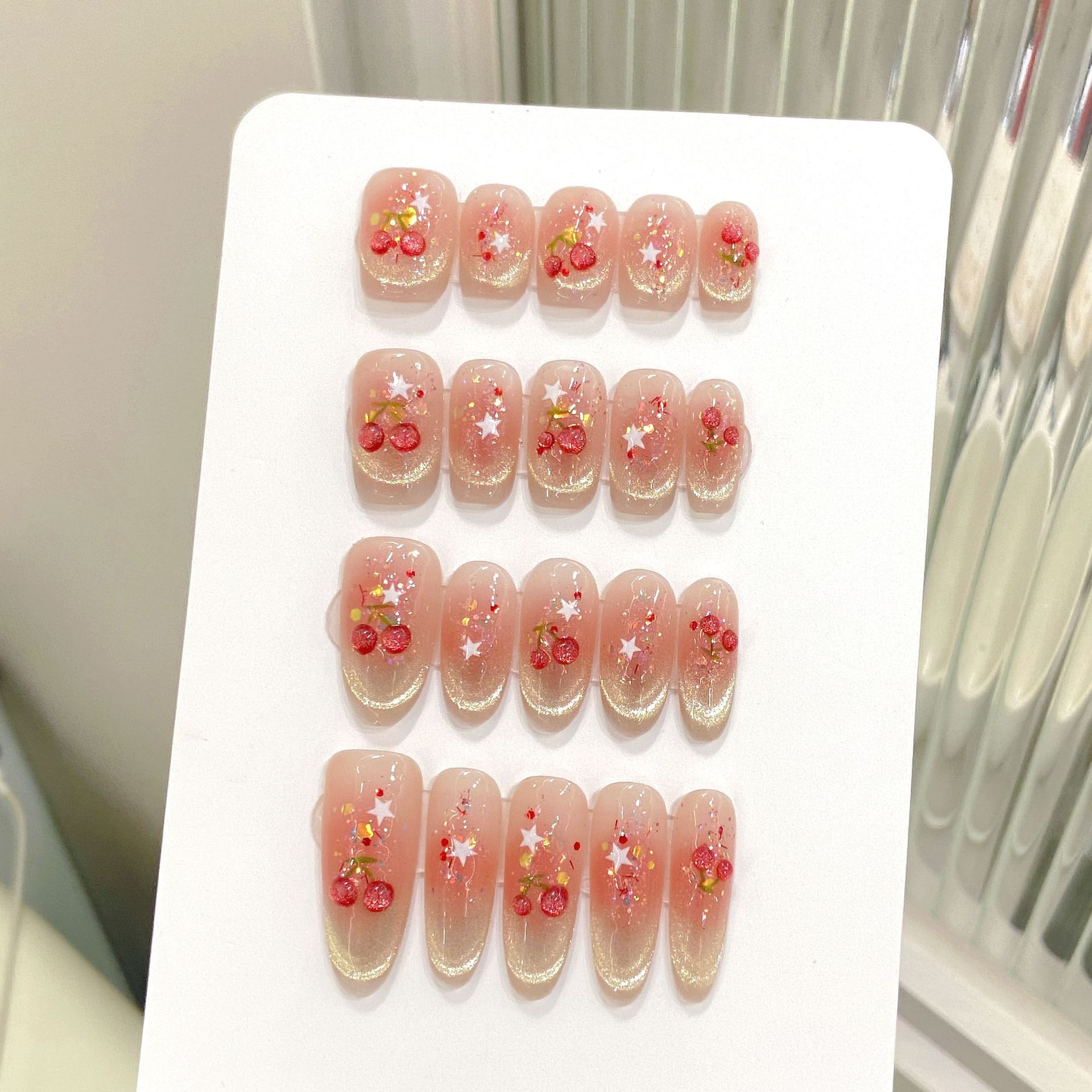 Resin Art Glitter - 10 шт., накладные ногти Sweet Cherry