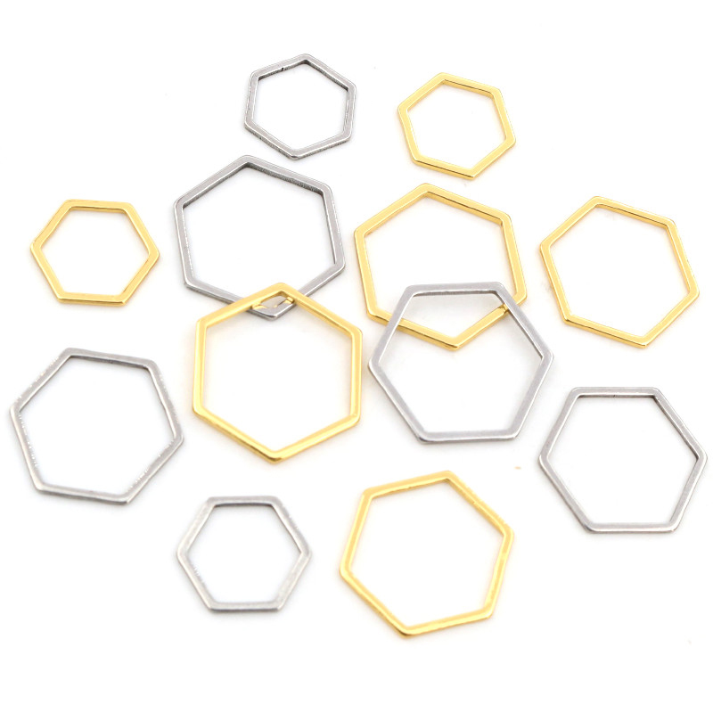 Bezels Pendant Resin - 20 шт., 3 размера, многоугольник, Золотая
