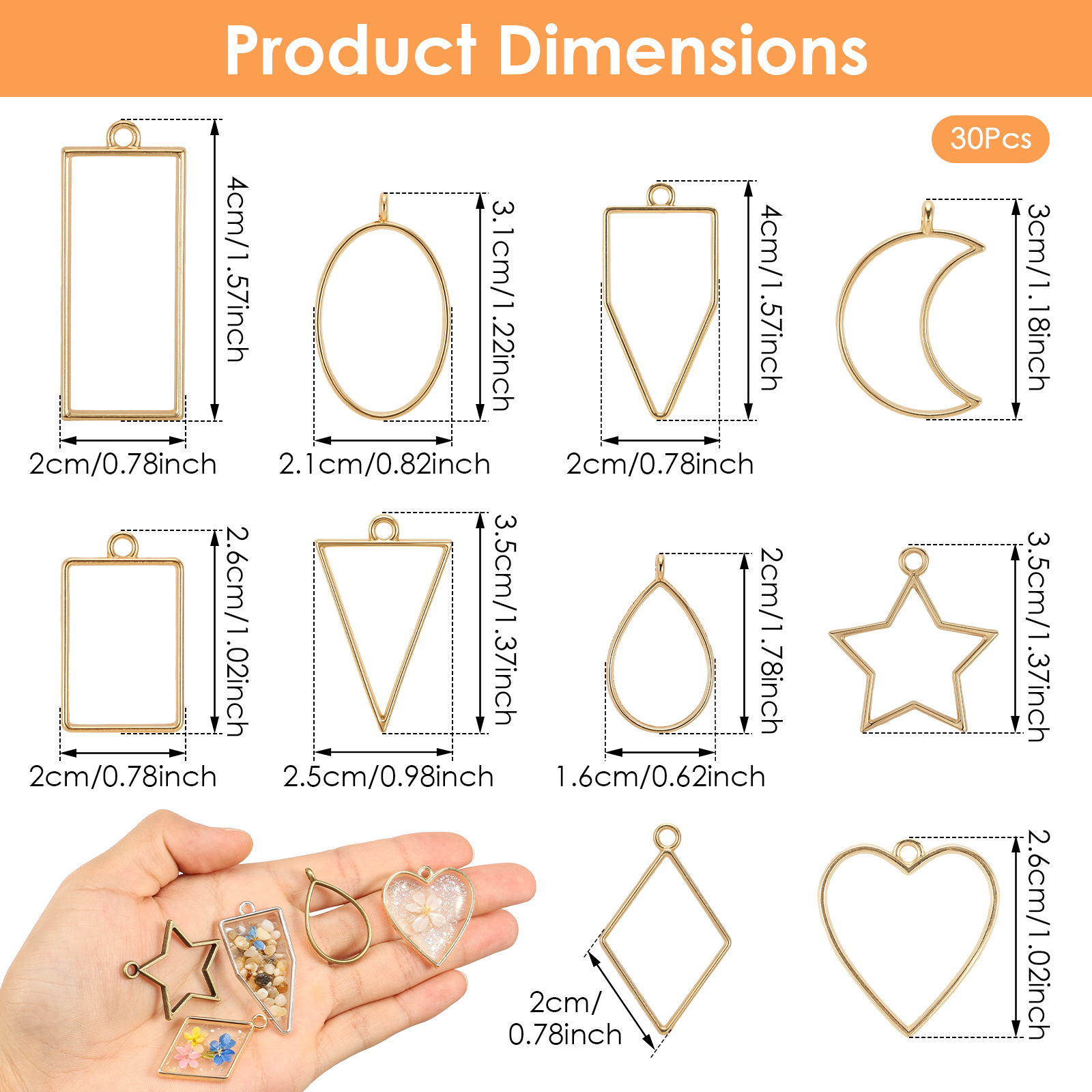 30 шт. металлических геометрич – обзор и цена Bezels Pendant Resin
