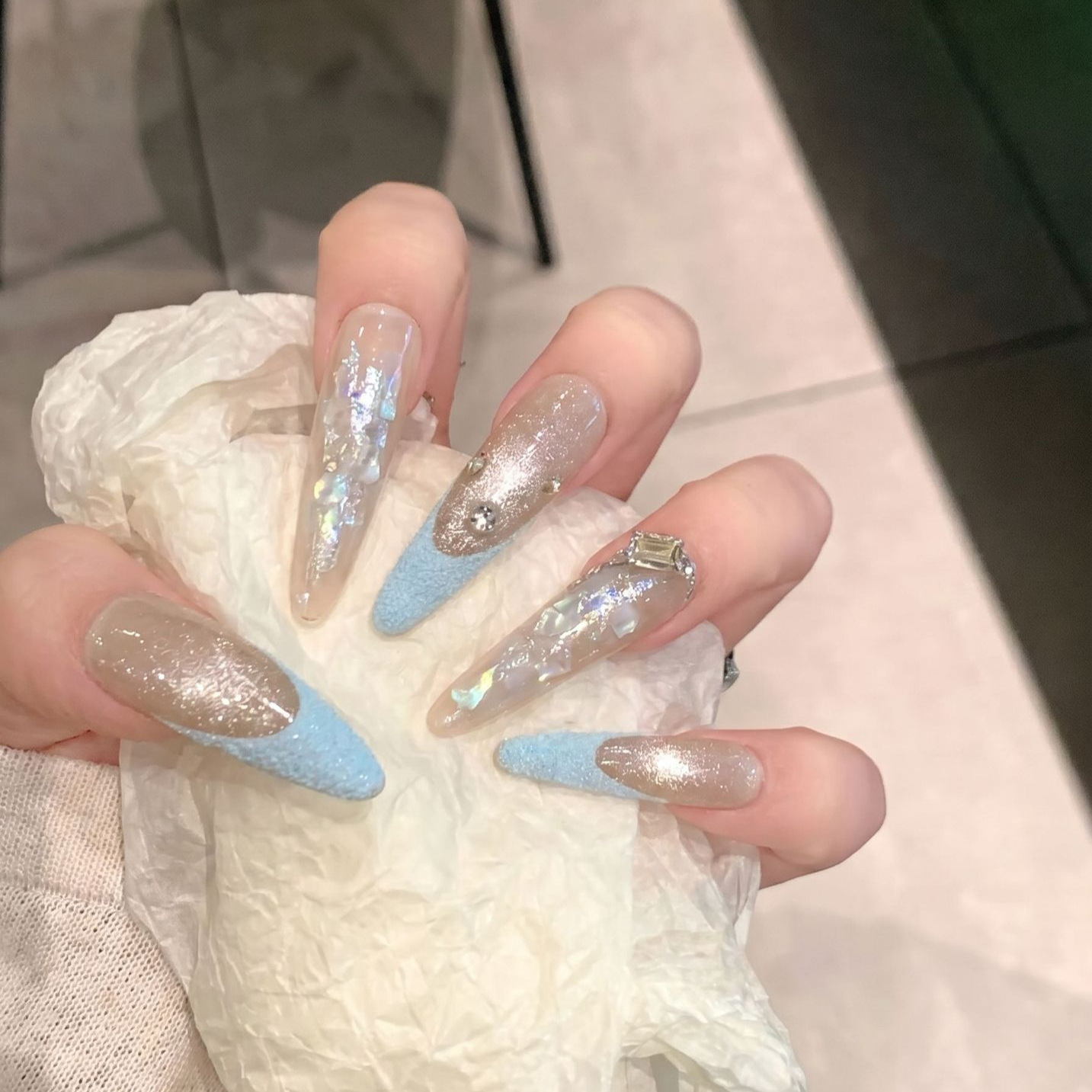 Press On Nails 10 шт. фиолетов – обзор и цена Resin Art Glitter